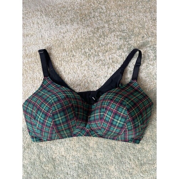 Torrid Curve Bra Size 40DDD Green Plaid Adjustable Straps Hook & Eye - Picture 1 of 5